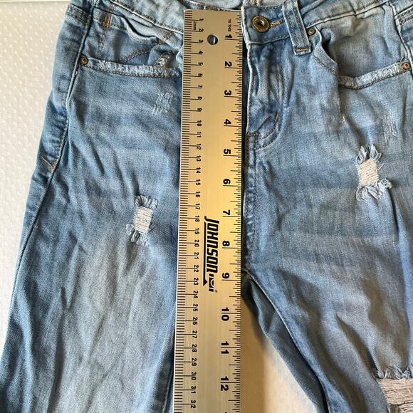 Max Jean Los Angeles Women Skinny Jeans size 0 Blue Ripped Mid Rise - Picture 6 of 13